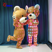 Costume de mascotte ours en peluche LED lumineux, tenue souple pour adulte, idéal pour événements nocturnes, défilés de rue et spectacles sur scène