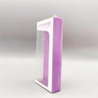 Boîte en plastique transparente violette avec bordure blanche et fenêtre semi-transparente, boîte d'emballage anti-rayures pour accessoires de bandes en latex