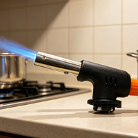 Chalumeau à gaz portable avec allumage piézo, flamme réglable, outil de chauffage manuel pour barbecue, cuisson, camping