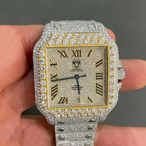 นาฬิกาผู้ชายดีไซน์หรูหราสไตล์ฮิปฮอป ผ่านการทดสอบ<span class=keywords><strong>เพชร</strong></span> ประดับ<span class=keywords><strong>เพชร</strong></span>โมอิสซาไนต์สี D เกรด <span class=keywords><strong>VVS</strong></span>  ตัวเรือนสแตนเลสสตีล 904L  กระจกแซฟไฟร์ - Product Image 1