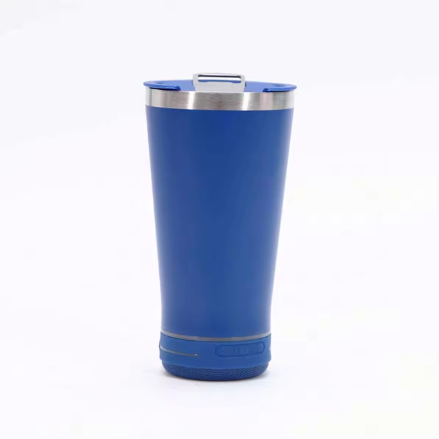 Custom Logo 16 oz Outdoor Wireless Music Speaker Coffee&Beer Cup Stainless Steel Double Wall Bluetooth Tumbler Smart Bottle