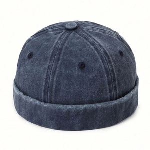 Wholesale Factory Washed Denim Fabric Vintage Custom <b>Brimless</b> Baseball <b>Cap</b> Sporty Formal Puff Printing - Product Image 6