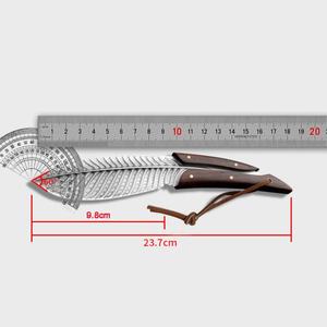 Couteau de chasse industriel en acier inoxydable SS226 DIY OEM Feather, lame fixe pleine longueur, manche en bois pour la randonnée, fourreau en cuir pour le bushcraft - Product Image 5