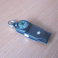PD-001 kustom logo Kompas bentuk putar 16 gb kulit usb stick,2gb kulit usb flash drive dengan logo khusus