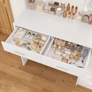 Tocador de Maquillaje <span class=keywords><strong>Blanco</strong></span> con 6 <span class=keywords><strong>Cajones</strong></span> y 6 Estantes Abiertos, Tocador con Espejo y 9 Luces LED - Product Image 3