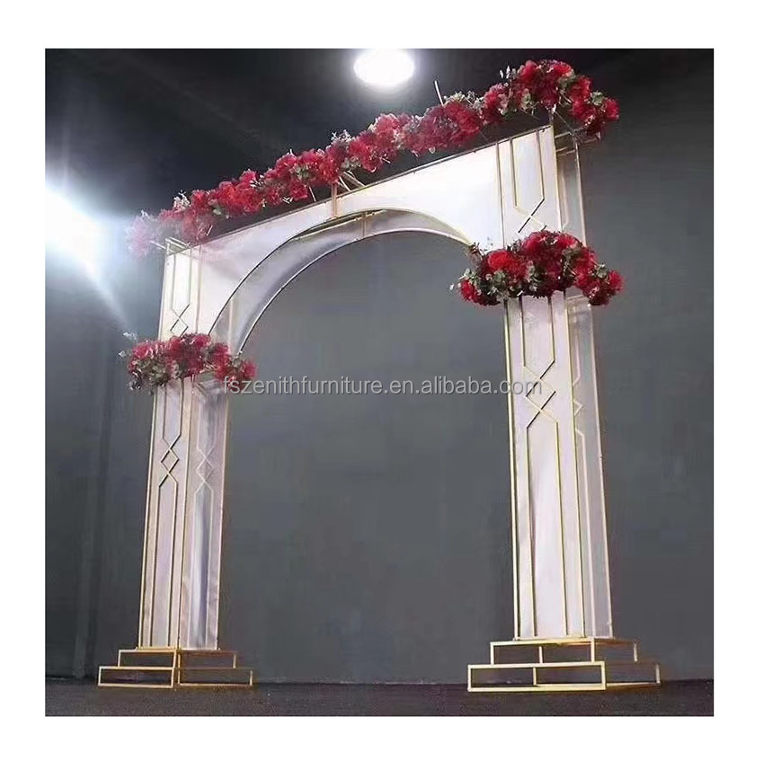 3 x 3 m con arco in metallo dorato, per matrimoni, feste di compleanno, grande supporto quadrato in metallo, classico, elegante decorazione di sfondo