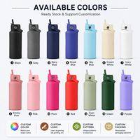 Botella de Agua Aislada al Vacío de Lujo, 32oz/40oz, Acero Inoxidable, Tacto Suave, Deportiva, Antiderrames, con Base de Silicona, Logotipo Personalizado