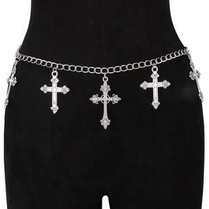 Chaîne de taille en alliage de zinc, style hip-hop, à une seule couche, avec pendentif croix blanche, pour usage quotidien - Product Image 5