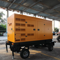 Générateur diesel silencieux portable/remorquable 48 kW 60 kVA monté sur remorque, triphasé 4 fils, démarrage automatique 24 V CC, ATS, alimentation de secours d'urgence