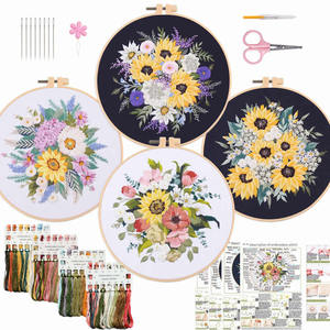 Kit bordir pemula, kruistik bunga dengan pola cap DIY bordir <span class=keywords><strong>Set</strong></span> Kit untuk pemula - Product Image 5