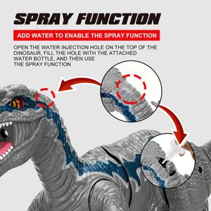 Jouet <span class=keywords><strong>dinosaure</strong></span> <span class=keywords><strong>Velociraptor</strong></span> <span class=keywords><strong>télécommandé</strong></span> 2,4 G avec pulvérisation de brume, lumière LED et son rugissant - <span class=keywords><strong>Dinosaure</strong></span> RC interactif pour enfants - Product Image 5