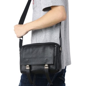 Men's Genuine Leather Crossbody <b>Bag</b> Solid Color Durable Everyday Use - Product Image 2