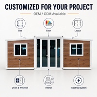 Maison mobile préfabriquée de luxe en acier à double aile extensible et pliable, conteneur habitable avec fenêtres, fabriqué en Chine