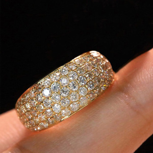 Anillo de Diamantes T0976 para Mujer, Oro Amarillo, Corte Brillante Redondo, Color G Natural, Anillo de Boda de Lujo - Product Image 2