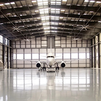 Hangar commercial pour hélicoptères à structure modulaire en acier galvanisé, résistant aux fort vents