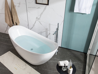 Baignoire autoportante en acrylique blanc de style européen Baignoire ovale de bain moderne pour adultes avec égouttoir de massage pour hôtels