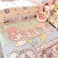 Tapis en fausse fourrure Sanrio mignon style dessin animé pour salon, chambre, chevet, style Instagram, tapis de table basse Kawaii, crème moderne
