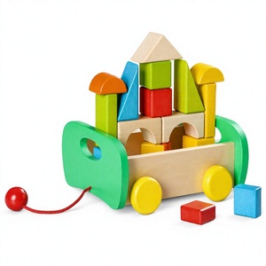 Juego <span class=keywords><strong>de</strong></span> Bloques <span class=keywords><strong>de</strong></span> <span class=keywords><strong>Madera</strong></span> para Arrastrar, Carro <span class=keywords><strong>de</strong></span> Clasificación <span class=keywords><strong>de</strong></span> Formas Montessori, Juguete Educativo para Niños Pequeños - Product Image 1