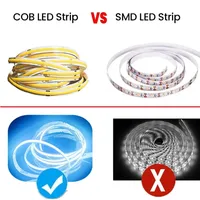 Bande LED COB ultra-fine 8 mm DC 12V/DC 24V, 320 LED/m, éclairage linéaire dimmable, lampe de décoration haute densité