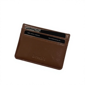 Beena's Microfiber Slim RFID Blocking Business <b>Card</b> Holder Embossed Pattern Minimalist Design <b>Brown</b> 20mm Thickness No Closure - Product Image 1