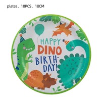 Articles de fête d'anniversaire sur le thème des dinosaures pour garçon, décorations d'anniversaire dinosaures, vaisselle, assiettes en papier, gobelets, serviettes, nappes, couverts