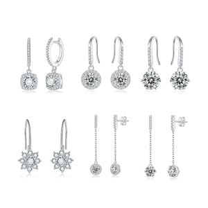 Sterling Silver Three Stone Mini <b>Earrings</b> 5mm Round Cut Moissanite Stud <b>Earrings</b> - Product Image 6