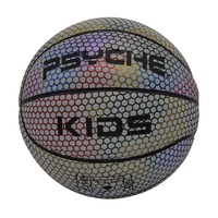 Ballon de basket léger en cuir PU réfléchissant arc-en-ciel taille 1 pour enfants, avec logo personnalisé, norme américaine