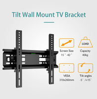 Support mural inclinable pour téléviseur, capacité maximale 40 kg, compatible avec les écrans de 15 à 42 pouces, profil bas 50 mm, acier laminé à froid, personnalisation OEM