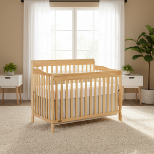 Culla Convertibile in Legno Massello 4-in-1 con Sponda di Sicurezza per Bambini, Stabilizzatore Multifunzionale, Design Moderno per Camera da Letto - Product Image 2