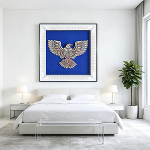 Décoration murale haut de gamme en forme d'aigle sculpté multicouche avec incrustation de diamants, style rétro doré, pour clubs, villas et projets hôteliers - Product Image 5