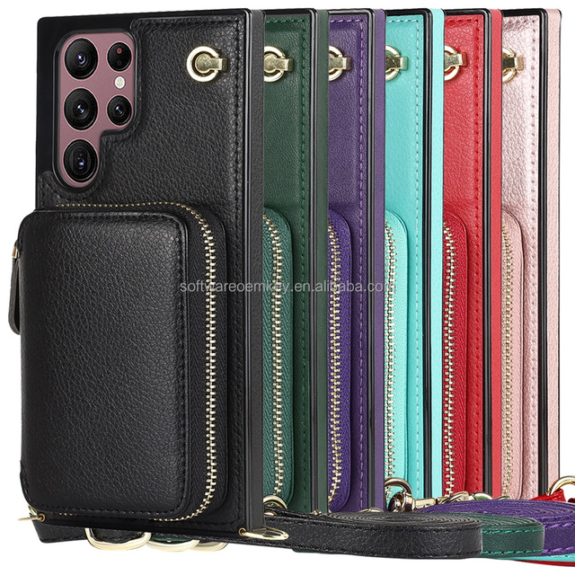 Fashion Zipper Wallet Phone Case Shockproof Stand Leather Bags for Samsung Galaxy S20 S21 S22 S23 Ultra