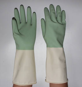 Suncend Spray/flock doublé écailles de poisson poignée roulée manchette deux couleurs gants de ménage - Product Image 1