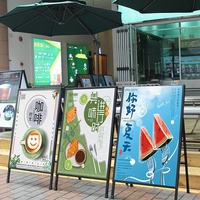 Stand Poster Lipat Logam Berlapis Pernis A-Frame Heavy-duty 24X36-inci Modern Dua Sisi Portabel untuk Luar Ruangan