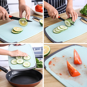 Wheat Straw Cutting Board Rectangle Double Sided Anti Mildew Kitchen Chopping <b>Block</b> Dishwasher Safe <b>Plastic</b> Fruit Vegetable Prep - Product Image 1