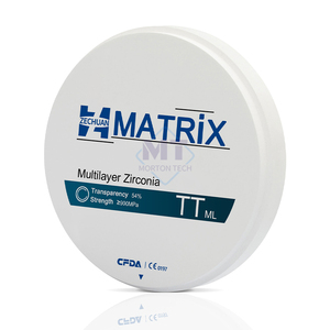 บล็อกเซอร์โคเนียมย้อมสีหลายชั้นแบบ TT-ML ขนาด98*14มม. มีความโปร่งใส54% สำหรับการตัดฟันปลอม cadcam - Product Image 1