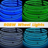 Kit de Luces LED RGBW de 8 Filas y 4 Piezas de 15" y 17" para Ruedas, Múltiples Colores, Cuatro Filas, Doble Cara, Control Remoto por Aplicación, para Camiones y Vehículos Todoterreno, IP67