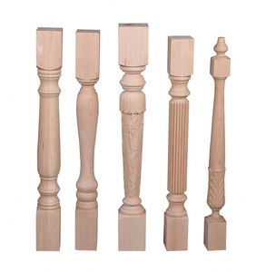 Poteau en bois, poteau décoratif, pilier en bois, balustrades en bois sculptées, garde-corps carré, balustres sculptés, balustres intérieurs sculptés - Product Image 1