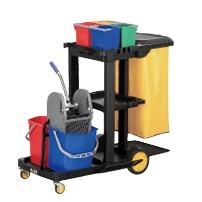 Chariot commercial de nettoyage de concierge en plastique polyvalent avec essoreuse et serpillière pour hôtel et restaurant - Product Image 3