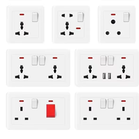 Prise murale avec USB Charge rapide Type-c UK Standard carré 86 Type Prise murale avec interrupteur à bouton