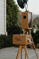 Photomaton vintage en bois massif léger avec écran tactile de 18,5 pouces pour les fêtes et les mariages, diffusion en direct