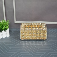 Boîte à mouchoirs en cristal de luxe personnalisée, porte-mouchoirs rectangulaire en métal et verre, or et argent, étui décoratif pour serviettes pour le salon