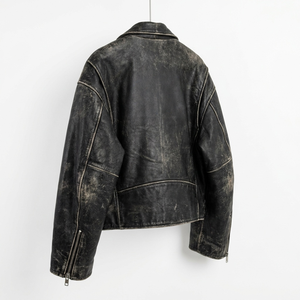 <span class=keywords><strong>Giacca</strong></span> da <span class=keywords><strong>Moto</strong></span> Corta in Ecopelle Effetto Invecchiato Personalizzata OEM, Antivento, Impermeabile, Spessa, da <span class=keywords><strong>Donna</strong></span>, Oversize, Stile Vintage, Pesante - Product Image 2