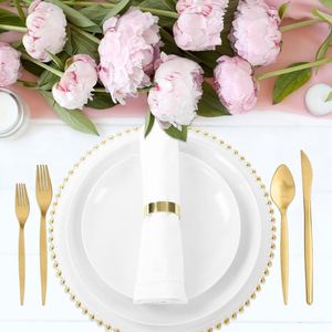 Assiettes de présentation rondes transparentes en plastique PP écologique de 13 pouces, style moderne et luxueux, pour mariage, décoration de table, assiettes de dîner - Product Image 2