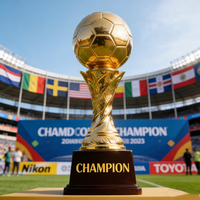 Fournisseur de trophées sportifs personnalisés, trophée en résine et en métal avec base en bois, trophée de champion de la ligue de football