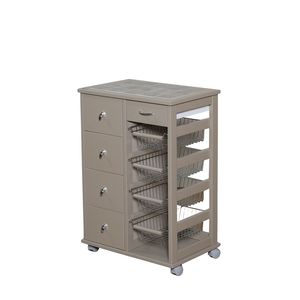 Carrito con Cajones de Madera Maciza de Haya de Alta Calidad con Superficie de Azulejos para Hogares Contemporáneos - Product Image 2