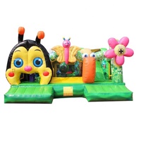 Château gonflable commercial pour enfants, thème jardin d'abeilles et fleurs, avec toboggan