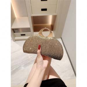 Herzförmige Clutch Strass Abendtaschen für Damen Frauen Abschlussball Gold Kristall Handtasche - Product Image 1