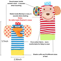 Jouets doux pour bébés de 0 à 24 mois, hochets pour poignets, hochets pour pieds, chaussettes pour bébés, bracelets en peluche mignons