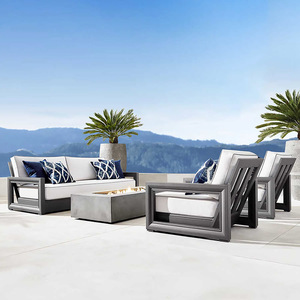 Juego de Sofás de Teca Sólida para Exteriores Kosta & <span class=keywords><strong>Navarro</strong></span>, Acabado Cepillado Vintage, Cojines Impermeables, Muebles de Ocio para Patio, Terraza o Villa - Product Image 1