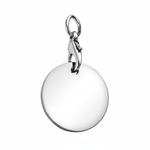 Ciondolo a forma di moneta in argento sterling con moschettone e anello per la creazione di gioielli - Product Image 2